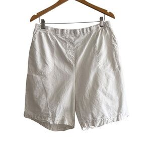 100% Cotton Elastic Pull-On White Casual Shorts